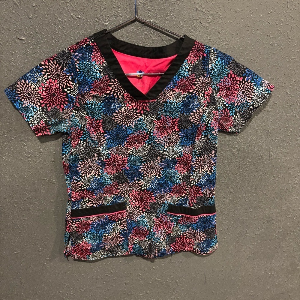 Colorful Floral Scrub Top